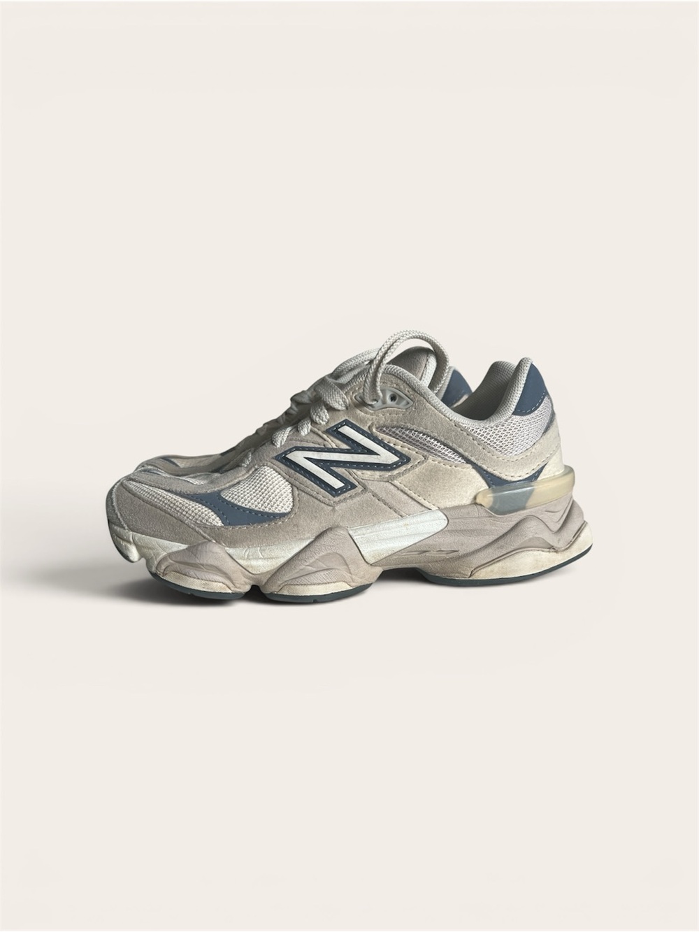 New Balance Cream and Blue Retro Running Sneaker